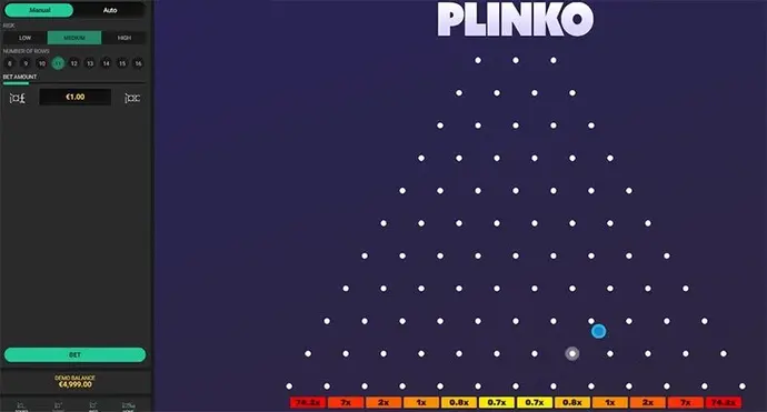 Bild som visar spelet plinko och dess utforming. 
